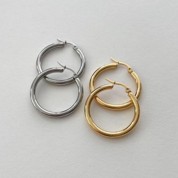 50 mm Silver Hoop Earrings Stainless Steel Earrings​​​​​​​​​​​​​​​​​​​​​​​ - Picture 4 of 4